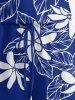 Combinaison hawaïenne grande taille à imprimé floral et feuilles, cintrée - Bleu profond 4X