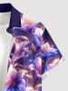 Plus Size Flower Leaf Glitter 3D Print Buttons Pocket Hawaii Shirt For Men - Concorde S