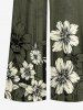 Flowers Stripes Print V Neck Hawaii Wide Leg Jumpsuit -  