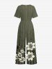 Flowers Stripes Print V Neck Hawaii Wide Leg Jumpsuit -  