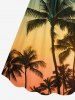 Coconut Tree Ombre Sunset Sky Print Hawaii Cinched A Line Dress -  