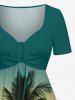 Coconut Tree Ombre Sunset Sky Print Hawaii Cinched A Line Dress -  