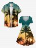 Coconut Tree Ombre Sunset Sky Print Hawaii Cinched A Line Dress -  