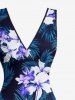 Tropical Leaf Hibiscus Flower Print Hawaii Ruffles Split Dress -  
