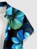 Ombre Flower Print Hawaii Button Pocket Shirt For Men -  