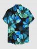 Ombre Flower Print Hawaii Button Pocket Shirt For Men -  