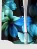 Ombre Flower Print Hawaii Button Pocket Shirt For Men -  