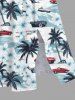 Robe midi fendue hawaïenne grande taille à imprimé fleurs de cocotier et vagues - Blanc S