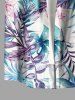 Chemise hawaïenne grande taille pour homme, à imprimé feuilles tropicales et fleurs d'hibiscus, boutons et poche. - Violet clair S