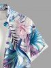 Chemise hawaïenne grande taille pour homme, à imprimé feuilles tropicales et fleurs d'hibiscus, boutons et poche. - Violet clair 6XL