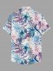 Chemise hawaïenne grande taille pour homme, à imprimé feuilles tropicales et fleurs d'hibiscus, boutons et poche. - Violet clair 6XL