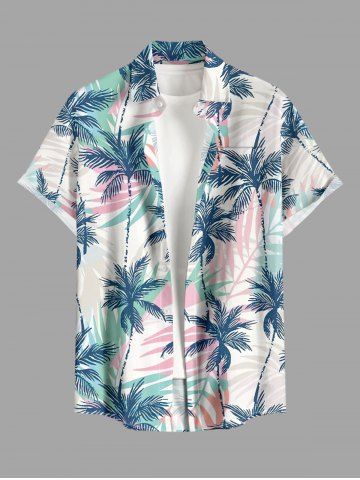 Chemise hawaïenne grande taille pour homme, à imprimé tropical coloré avec cocotiers et poches boutonnées, avec poche. - BLUE - XL