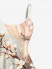 Flower Branch Glitter Ombre Print Plus Size Matching Hawaii Beach Outfit For Couples -  