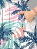 Robe mi-longue hawaïenne fendue à imprimé tropical coloré avec cocotiers et feuilles de cocotiers (grande taille) - Bleu profond 3X