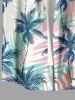 Plus Size Coconut Tree Colorful Tropical Leaf Print Buttons Pocket Hawaii Shirt For Men -  