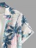 Plus Size Coconut Tree Colorful Tropical Leaf Print Buttons Pocket Hawaii Shirt For Men -  