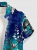Ombre Flower Leaf Branch Print Hawaii Button Pocket Shirt For Men -  