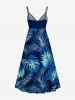 Robe débardeur trapèze grande taille à imprimé ethnique tropical ombré hawaïen, cache-cœur, coupe trapèze - Bleu Marine 4X
