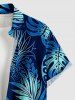 Chemise hawaïenne à poches boutons, imprimé ethnique tropical ombré grande taille pour hommes - Bleu Marine S