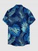 Chemise hawaïenne à poches boutons, imprimé ethnique tropical ombré grande taille pour hommes - Bleu Marine S