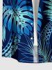 Chemise hawaïenne à poches boutons, imprimé ethnique tropical ombré grande taille pour hommes - Bleu Marine M