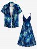 Robe débardeur trapèze grande taille à imprimé ethnique tropical ombré hawaïen, cache-cœur, coupe trapèze - Bleu Marine 4X