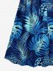 Robe débardeur trapèze grande taille à imprimé ethnique tropical ombré hawaïen, cache-cœur, coupe trapèze - Bleu Marine 4X