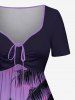 Coconut Tree Seascape Ombre Sky Print Hawaii Cinched A Line Dress -  