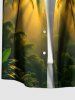 Coconut Tree Sunshine Print Hawaii Button Pocket Shirt For Men -  
