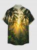 Coconut Tree Sunshine Print Hawaii Button Pocket Shirt For Men -  