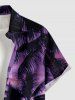 Coconut Tree Seascape Ombre Sky Print Hawaii Button Pocket Shirt For Men -  