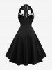 Polka Dots Print Heart Shell Buckle Halter Vintage Dress -  