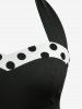 Polka Dots Print Heart Shell Buckle Halter Vintage Dress -  