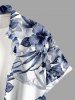 Hibiscus Flower Leaf Print Buttons Pocket Hawaii Shirt For Men - Cadetblue 4XL