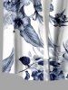 Hibiscus Flower Leaf Print Buttons Pocket Hawaii Shirt For Men -  