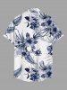Hibiscus Flower Leaf Print Buttons Pocket Hawaii Shirt For Men -  