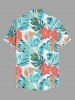 Hibiscus Flower Tropical Leaf Print Buttons Pocket Hawaii Shirt For Men -  