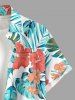 Hibiscus Flower Tropical Leaf Print Buttons Pocket Hawaii Shirt For Men -  