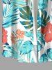 Hibiscus Flower Tropical Leaf Print Buttons Pocket Hawaii Shirt For Men -  
