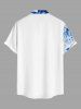 Chemise hawaïenne grande taille à imprimé floral et feuilles, boutons et poche pour homme - Bleu 2XL