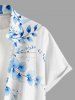 Chemise hawaïenne grande taille à imprimé floral et feuilles, boutons et poche pour homme - Bleu 2XL