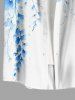 Chemise hawaïenne grande taille à imprimé floral et feuilles, boutons et poche pour homme - Bleu 2XL