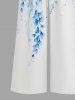 Combinaison hawaïenne à imprimé fleurs et feuilles, col en V et jambes larges - Bleu XS
