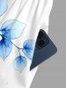 Combinaison hawaïenne à imprimé fleurs et feuilles, col en V et jambes larges - Bleu XS