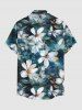 Flowers Leaf Watercolor Print Buttons Pocket Hawaii Shirt For Men -  