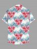 Chemise hawaïenne grande taille pour homme, à imprimé floral tropical et feuilles d'hibiscus, boutons et poche. - Rose Vif S