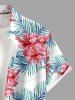 Chemise hawaïenne grande taille pour homme, à imprimé floral tropical et feuilles d'hibiscus, boutons et poche. - Rose Vif S