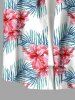 Chemise hawaïenne grande taille pour homme, à imprimé floral tropical et feuilles d'hibiscus, boutons et poche. - Rose Vif S