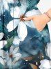 Flowers Leaf Watercolor Print Split Hawaii Midi Dress -  