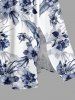 Robe mi-longue hawaïenne fendue à imprimé de fleurs d'hibiscus et de feuilles, grande taille - Cadetblue 5X